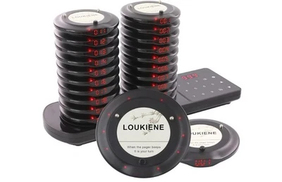 LOUKIENE Restaurant Pager System 20 Wireless Coaster Beeper Guest Customer Queue - Image 1 of 4