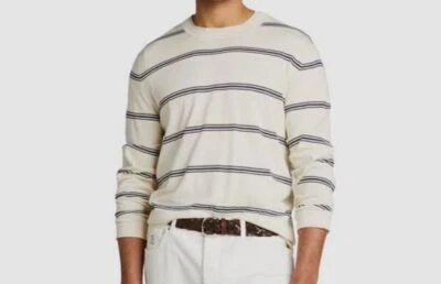 $995 Suéter Brunello Cucinelli Para Hombre Marfil Rayas Cuello Redondo Talla IT 54/US 42 Foto 1 de 4
