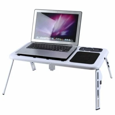 Laptop Lap Desk E-Table Bed Foldable Table With USB Cooling Fans Stand TV Tray - Image 1 of 3
