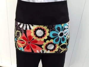 Spring Flowers cute 3 pocket waitress waist apron restaurants Black Janet Aprons - Picture 1 of 2