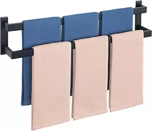 Bath Double Towel Bars,Black Towel Holder Towel Racks for Bathroom Lavatory,Wall - Picture 1 of 6