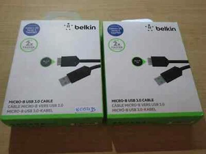 Lot de 2 câbles Belkin USB 3.0 Micro B (F3U166b03) - Photo 1 sur 2