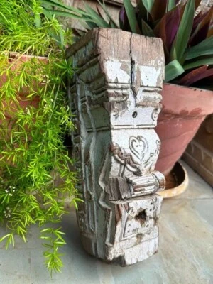 Antiguo panel de soporte floral de madera raro hecho a mano de 1700 Foto 1 de 4