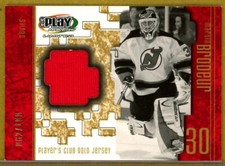 2001-02 UD Playmakers Jerseys Gold #JMB Martin Brodeur /100 - New Jersey Devils
