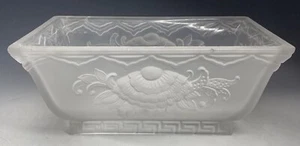 French Verlys Frosted Chrysanthemum Glass Planter Ferner Rectangular Art Deco - Picture 1 of 18