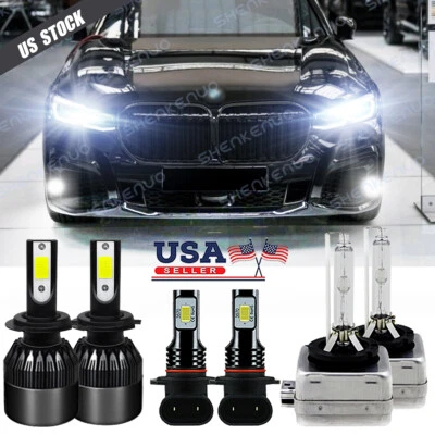 For BMW 750i 750Li 760Li 2006 2007 2008 LED HID Headlight High/Low+Fog Light Kit - Image 1 of 4
