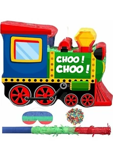 Shappy Small 3D Train Piñata w blindfold, Stick, confetti, Railroad Theme Party - Picture 1 of 3