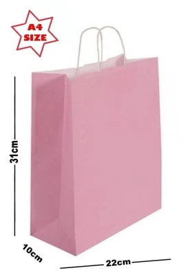 Light Pink Gift Bags A4 Paper Party ~ Boutique Shop Carrier Bag ~ Pick Amount