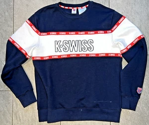 Vintage K-Swiss Spellout Pullover Sweatshirt Medium Red White & Blue - Picture 1 of 8