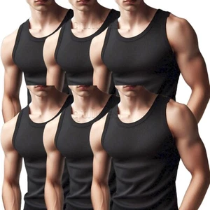 Canotta uomo nera cotone estiva canottiera palestra tinta unita uomo canottiera S -3XL 3 6 confezione da 12 - Foto 1 di 11