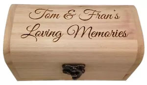 Personalised Wooden Keepsake Engraved Wood Small Trinket Gift Box Treasure Chest - Picture 1 of 12