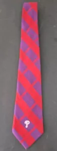 Phillies MLB 100% Polyester Men's Designer Geometric Red Tie 58" x 4" - Picture 1 of 4