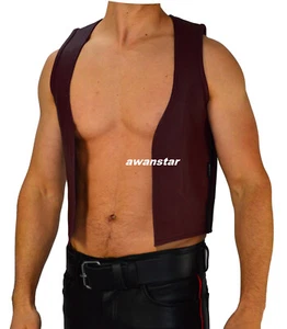 Burgunderrot muscle vest lederweste Hochwertige leder weste,leather Clubweste - Picture 1 of 8