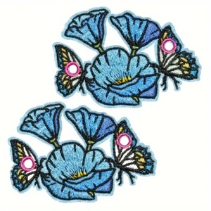 2x Shoelace Charm Embroidered Flower Shoe Wings for Skates Boots Shoelace Decor - Picture 1 of 6