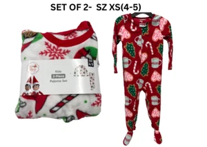Elf on The Shelf 2Pc Pajama Set & Carters Holiday Sleeper Pajama SZ XS(4-5) LOT - Picture 1 of 8