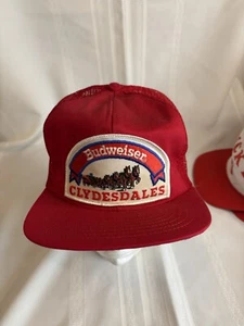 Vintage Budweiser Clydesdale Snapback Truckers Hat Brewery Retro Patch Mesh Red  - Picture 1 of 8