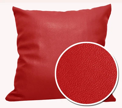 Pb309a Bright Red Faux Leather Skin Soft Cushion Cover/Pillow Case*Custom Size - Image 1 of 4