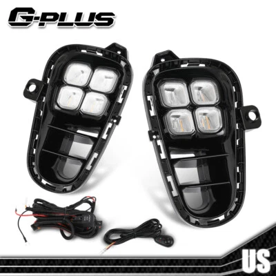 LED DRL Daytime Running Fog light w/Wire Switch Fit For 2018-2020 KIA Rio 4 Eyes - Image 1 of 4
