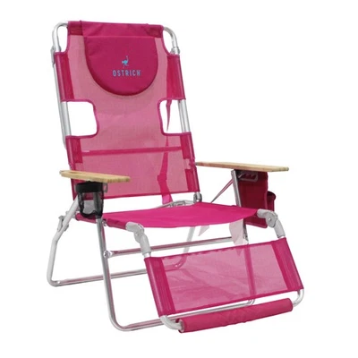 Ostrich Altitude 3N1 High Back Outdoor Beach Lounge Chair with Footrest, Pink - Image 1 of 4