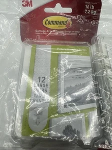 COMMAND (12-Pairs) 3M Damage Free Large Hanging Strip White 17206-12ES Lot Of 4 - Picture 1 of 7