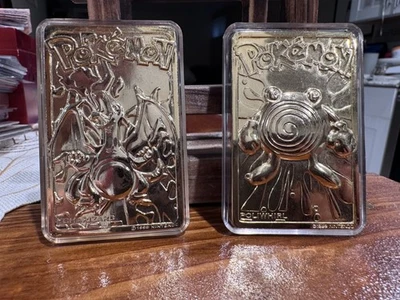 23K Gold Plated 1999 Burger King Pokémon Polwhirl & charizard Trading Cards - Image 1 of 2