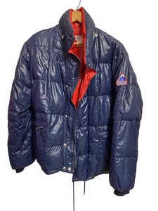 Vintage Pyrenex Women’s Jacket Goose Down Puffer Size 44 (XL) EUC Navy Blue - Picture 1 of 8
