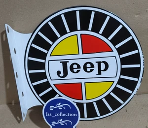 Jeep Porcelain Enamel Sign 19.5 x 17 Inches 2 Sided - Picture 1 of 10