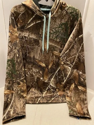 Realtree 连帽衫女式 XL 棕色绿色迷彩狩猎户外套衫运动衫 — 第 1/4 张图片
