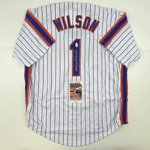 Autographed/Signed MOOKIE WILSON New York Pinstripe Baseball Jersey JSA COA Auto - Picture 1 of 4