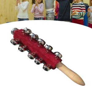 Jingle Rattle Bell Wooden Handle Bell Stick Shaker Hand Jingle Bell Toy For BX5 - Picture 1 of 12