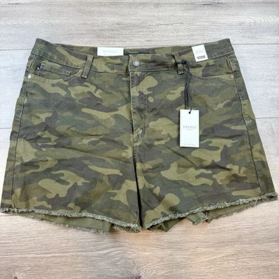Nuevo con etiquetas Pantalones Cortos Judy Azul Cintura Alta Corte Camuflaje Ejército Para Mujer 3XL Verde Denim Elástico Foto 1 de 4