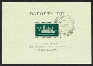 Danzig Germany Famous Castle Stamp Expo Souvenir Sheet 1937 Rare Postmark A-5 - Picture 1 of 1