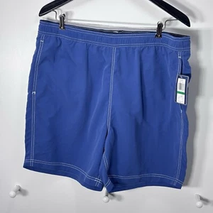 NWT Chaps Swim Trunks Men’s Size Large Drawstring Blue With White Trim - Picture 1 of 8