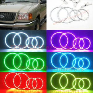 RGB LED halo ring for Ford Ranger 01-11 headlight LED angel eye DRL BT APP lamp - Picture 1 of 12