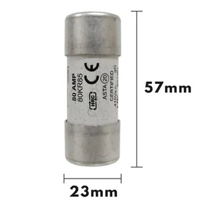 80A House Service Fuse 415v 23x57mm BS1361 33kA 80 Amp Eaton Bussmann 80KR85 - Picture 1 of 4