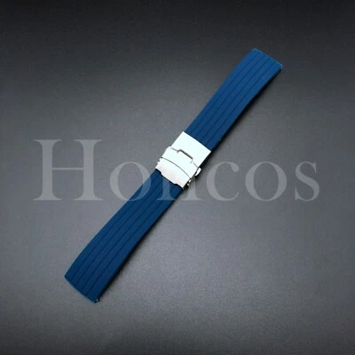 Silicone Rubber Watch Strap Band Waterproof Deployment Clasp 18mm 20mm 22mm 24mm - Image 1 of 2