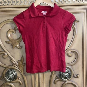 Izod Girls Medium M Red School Uniform Short sleeve polo shirt top - Picture 1 of 5
