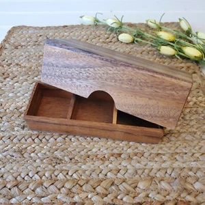 7" Wooden Jewelry Keepsake Souvenir Box W Lid Quality Handcrafted Woodwork - Picture 1 of 8