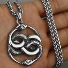 Handcrafted Stainless Steel Auryn Ouroboros Coiled Snake Pendant