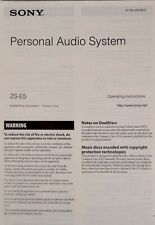 Sony Personal Cd Audio System Zs-E5 Manual