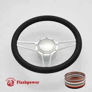 Kit de volante billete de 14" aluminio 9 orificios con botón de bocina y adaptador - Imagen 1 de 12