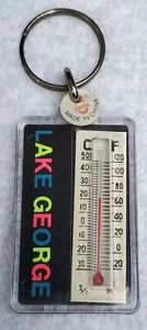 Vintage 1970's Advertising Thermometer Lake George NY Keychain Key Chain Key Fob - Picture 1 of 4