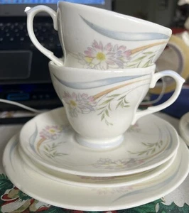 Vintage Duchess England Bone China Cup, Saucer & Plate X6 *Pink Pastel Florals - Picture 1 of 6