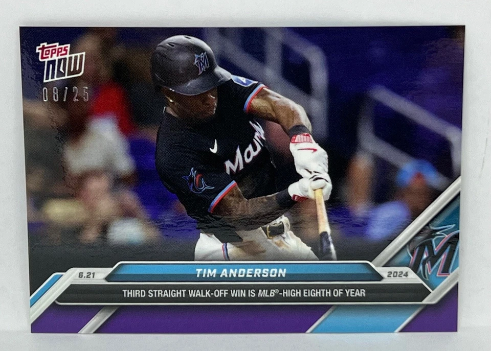 2024 Topps Now #327 Tim Anderson Miami Marlins PÚRPURA Paralelo 25/08 Foto 1 de 1