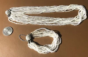 Beautiful Fashion Necklace And Matching Bracelet Glass & Crystal Beads - Picture 1 of 3