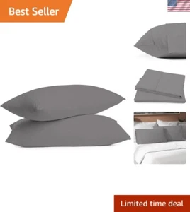 Durable Envelope Closure Cotton Pillowcases - Standard Size Dark Gray, 2 Pack - Picture 1 of 11