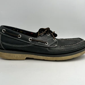 Timberland Boat Shoes Casual Navy Blue Leather Lace Up Comfort 72062 Men's 8.5 - Picture 1 of 5