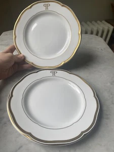 Set Of Two Vintage Plaza Hotel NYC Swid Powell Plates Dudson China England Gold - Picture 1 of 12