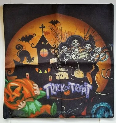  Halloween Cover for Pillow 17" X 17" Trick or Treat Mariachi New Zipper Closure - Image 1 of 2