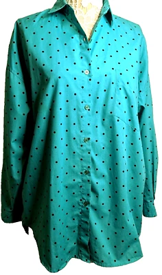Blusa túnica verde azulado con botones manga larga talla M-se adapta a XL Ricki de Miss Erika años 80 Foto 1 de 4